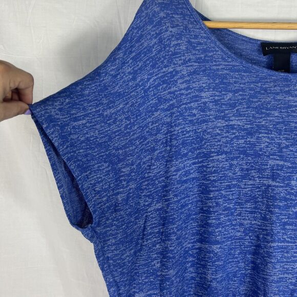 Lane Bryant Plus Size 18/20 Heather Royal Blue V-Neck Short Sleeve Asymmetrical - Picture 5 of 6